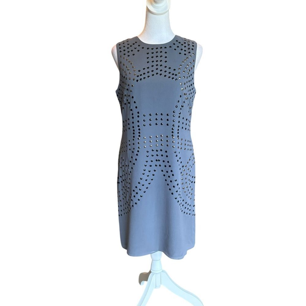 Cynthia Rowley Silk Studded Mini Dress Slate Blue Gray Womens Size 8